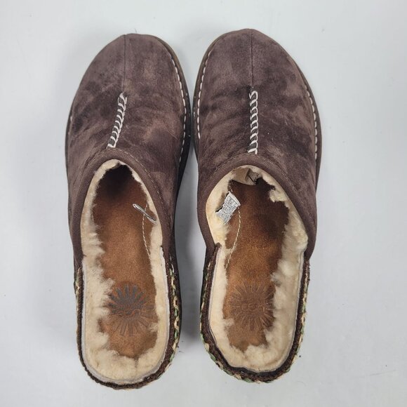 UGG Women's Brown Suede Shearling Lined Clogs S/N5177 US Size 7 - Picture 5 of 8